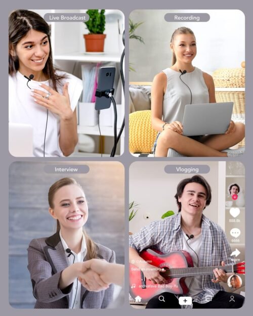 PoP voice Professional Lavalier Lapel Microphone Omnidirectional Condenser Mic for iPhone Android Smartphone,Recording Mic for Youtube,Interview,Video - 이미지 7