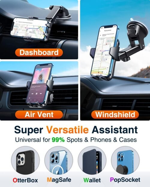VANMASS 【85+LBS Strongest Suction & Military-Grade 2025 Ultimate Car Phone Mount【Patent & Safety Certs】 Cell Phone Holder Truck Stand for Dashboard Windshield Vent for iPhone 16 15 Pro Max 14 Samsung - 이미지 9