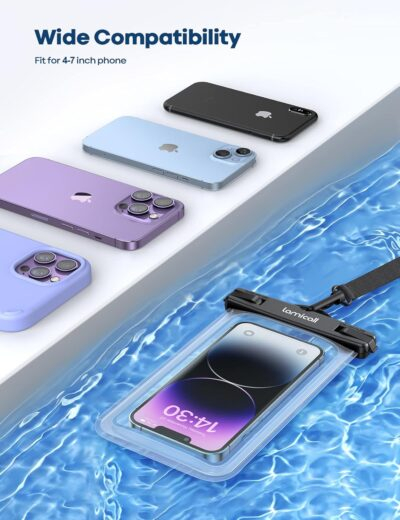 Lamicall Waterproof Phone Pouch Case - [2 Pack][Easy Lock & Heavy Duty] IPX8 Water Proof Cell Phone Dry Bag for Beach, Protector for iPhone 16 15 14 13 12 11 Pro Max Plus XS XR, Galaxy S24 S23, 4-7" - 이미지 6