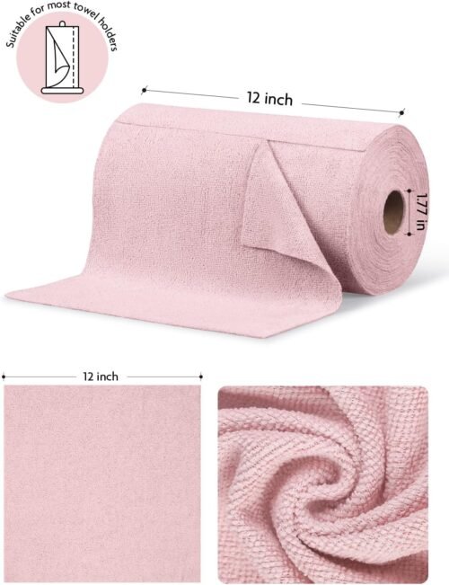 Fantasticlean Microfiber Cleaning Cloth Roll -75 Pack, Tear Away Microfiber Towels, 12" x 12", Reusable, Washable, Scratch Free, Ultra Absorbent Dish Rags for Car, Home, Garage or Shop (Pink) - 이미지 7