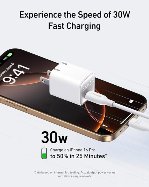 Anker Nano USB C Charger Block, 30W PIQ 3.0 Foldable iPhone Charger Fast Charging for iPhone 16/15 Series, Galaxy, iPad, Compatible with MagSafe - 이미지 3