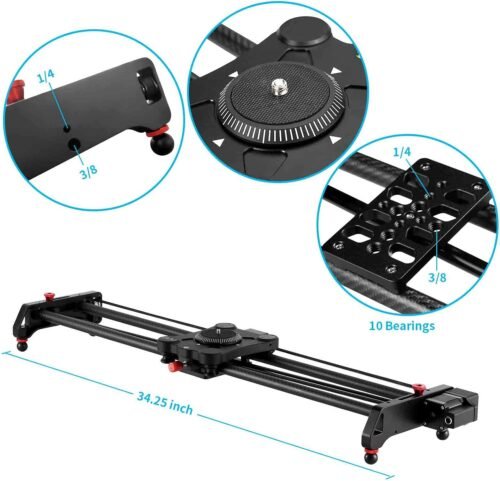 GVM Motorized Camera Slider, 31" Carbon Fiber Dolly Rail Camera Slider with Time-Lapse Photography, Tracking Shooting and 120 Degree Panoramic Shooting for Most Cameras, with Remote Controller - 이미지 3
