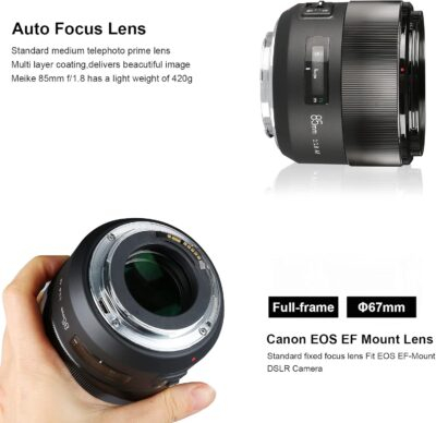 Meike 85mm f1.8 Large Aperture Full Frame Auto Focus Telephoto Lens for Canon EOS EF Mount Digital SLR Camera Compatible with APS C Bodies Such as 1D 5D3 5D4 6D 7D 70D 550D 80D - 이미지 3