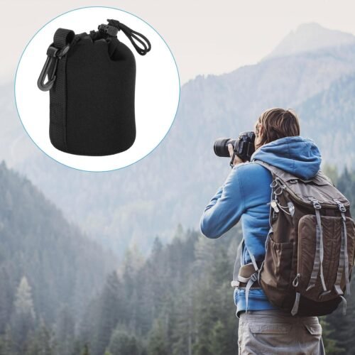 PATIKIL Camera Lens Bag, 3 Pcs 3.3" ID x 5.5" H Drawstring Lens Pouch with Thick Protective Neoprene, Lens Case for DSLR Camera Lens, Water Coffee Cups Black - 이미지 7