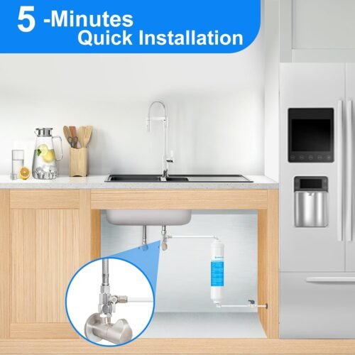Inline Water Filter Kit for Ice Maker and Refrigerator,Include Feed Water Valve,1/4" Water Line and Quick Connect Fittings,Ideal for Ice Maker,Refrigerator,RO(Reverse Osmosis) System - 이미지 5