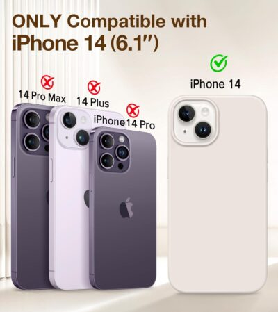 GONEZ Magnetic for iPhone 14 Case, Compatible with Magsafe, with Screen Protector + Camera Protector, Anti-Scratch Microfiber Lining, Liquid Silicone Shockproof Protective Phone Case, Stone - 이미지 2