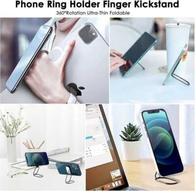 Phone Ring Holder Finger Kickstand, 360° Rotation Cell Phone Ring Holder Stand Metal Phone Back Grip for Magnetic Car Mount Foldable Cell Phone Stand Compatible with Most Smartphones - 이미지 6
