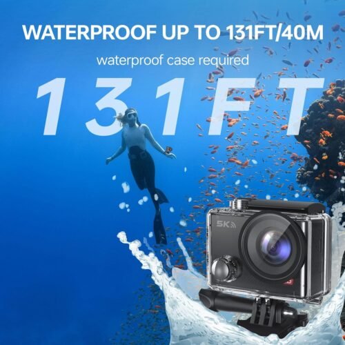 Speed 10 Action Camera 5K 30FPS Waterproof Camera Underwater 131 FT with EIS, Remote Control Sports Camera 5X Zoom with 64GB Card, 2x1350mAh Battery - 이미지 4