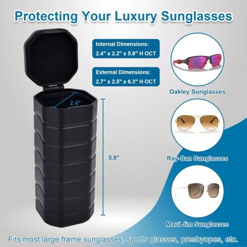 iGuerburn Large Sunglasses Case Hard Shell, Indestructible Glasses Case Travel for Oakley Ray-Ban Maui Jim Sunglasses - 이미지 2