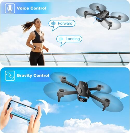 Drone with Camera 1080P HD FPV Foldable Drone for Beginners and Kids, Quadcopter with Voice Gesture Control with Carrying Case, One Key Take Off/Land, Optical Flow Positioning, 360° Flip, Waypoint Fly - 이미지 4