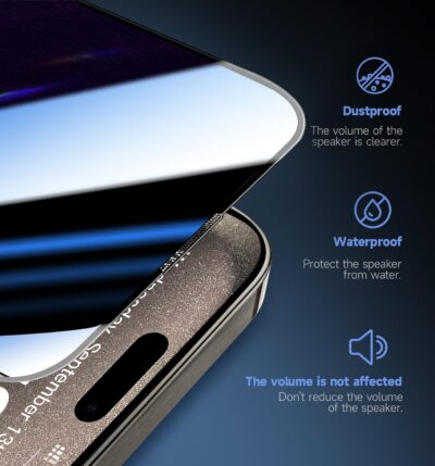 MAGIC JOHN 2 Pack for iPhone 15 Pro Max 6.7 inch Privacy Glass Screen Protector, Auto Dust-Elimination Installation, Bubble Free, Easy Installation - 이미지 5