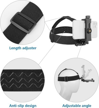 Phone Strap Mount Set,ChromLives Phone Chest Strap Mount +Phone Head Mount+Phone Neck Holder,3 in 1 Hands Free Phone Holder for Neck Head Chest Compatible with iPhone,Gopro Hero and More - 이미지 4