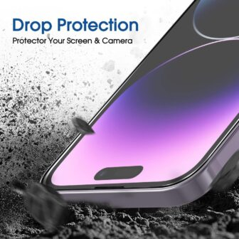 amFilm Easiest Installation OneTouch for iPhone 14 Pro [6.1 Inch] Screen Protector Tempered Glass, Auto-Alignment Tech, Bubble Free and Full Coverage Case Friendly, Anti-Scratch 2 Pack - 이미지 5
