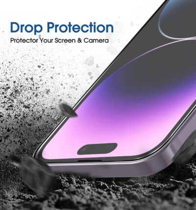 amFilm Easiest Installation OneTouch for iPhone 14 Pro [6.1 Inch] Screen Protector Tempered Glass, Auto-Alignment Tech, Bubble Free and Full Coverage Case Friendly, Anti-Scratch 2 Pack - 이미지 5
