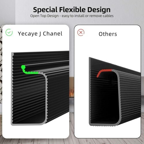 YECAYE 6X15.7in Cable Management, Cord Organizer,Easy Install Self-Adhesive Cable Organizer,Cord Management, Desk Wire Holder for Office Organization,Child and Pet Proofing, Black - 이미지 2
