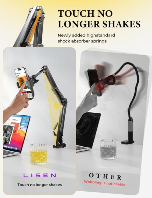 LISEN Phone Holder for Bed Desk [3rd Upgrade] Cell Phone Stand for Desk,Recording iPhone Mount for Gooseneck iPhone Holder for Filming Laying Down,Bed Accessories Flexible Arm Clamp Clip Stand - 이미지 6