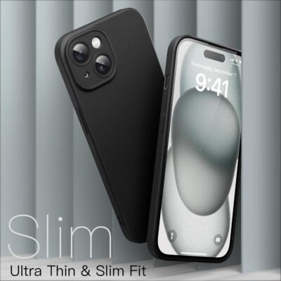 JETech Slim Case for iPhone 15 6.1-Inch with Camera Lens Full Cover Protection, Ultra-Thin Lightweight Matte Finish Minimalist Protective Phone Cover (Black) - 이미지 3