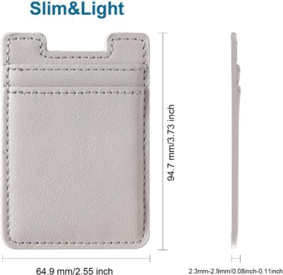 2Pack Phone Wallet,Leather Phone Card Holder Adhesive Stick On Credit Card Pocket for Back of Phone Case iPhone and Android-White,Grey - 이미지 3