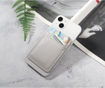 2Pack Phone Wallet,Leather Phone Card Holder Adhesive Stick On Credit Card Pocket for Back of Phone Case iPhone and Android-White,Grey - 이미지 8