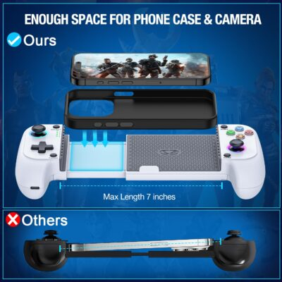 Mocagen Phone Controller for iPhone/Android Support Phone Case, Mobile Controller with Led Light, Upgraded Joysticks, Turbo, Thumb Grips Handheld Gaming Gamepad - 이미지 2