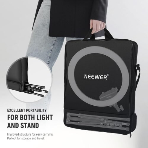 NEEWER Professional 18 Inch Ring Light with Tripod Stand Phone Holder Compatible with iPhone, 45W Remote Shutter App Control, Video Recording Makeup Selfie Studio Streaming Filming, RP18B Pro Black - 이미지 8