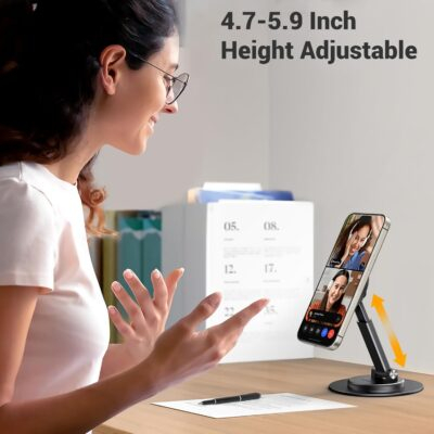 UGREEN Magnetic Phone Stand for MagSafe, Height Adjustable iPhone Stand for Desk with 360° Rotation Compatible for iPhone 16 15 Pro Max 14 Pro 13 12 and MagSafe Case, Black - 이미지 5