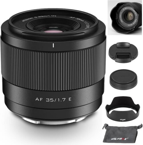 VILTROX 35mm F1.7 E-Mount Large Aperture APS-C STM Auto Focus Prime Lens for Sony E-Mount Camera FX3 A7C A7RII A7SII A7II A7RIII A7IV A7RIV A9 A1 ZVE1 A93 A6700 A6600 A6500 A6400 ZV-E10 FX30 ZV-E10II