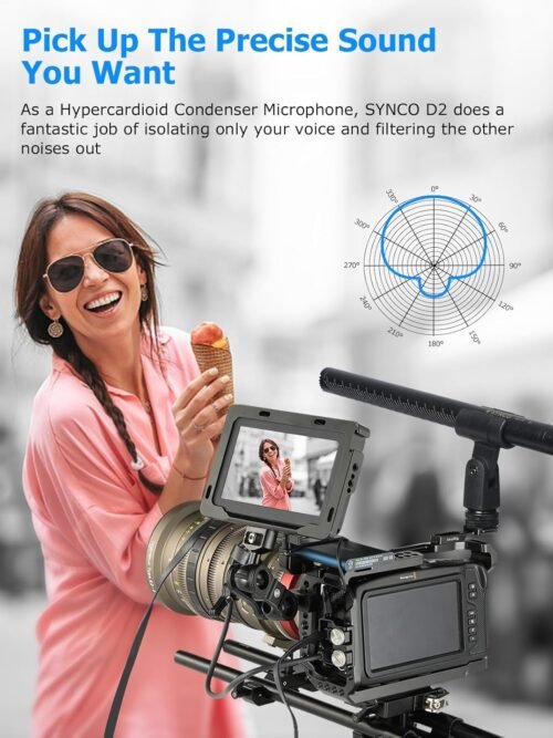 SYNCO D2 XLR Shotgun Microphone, Hypercardioid Condenser Mic for Camcorder, DSLR, Audio & Video Recording, Professional Directional Mic with XLR Output - 이미지 7