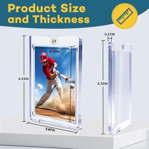 20 PCS Magnetic Card Holder, 35pt One Touch Card Holder for Baseball Cards,U-V Protection Hard Plastic Magnetic Card Case,Cards Holder for Sports Cards, Trading Card Display, Game Card Protector - 이미지 2