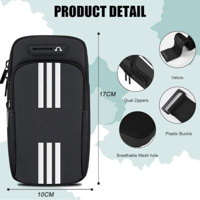 Phone Holder for Running Armband Cell Phone Holder iPhone 16 15 14 13 12 11 Pro Max Xs 16e Xr X Plus Galaxy Ultra S25 Note Carrier Bag,Gym Workout Exercise Sports Arm Bands Sleeve Pouch Black - 이미지 5