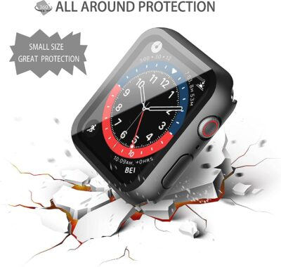 Misxi [2 Pack] Waterproof Black Hard Case with Tempered Glass Compatible with Apple Watch SE 2 (2024) SE Series 6 Series 5 Series 4 44mm, Ultra-Thin Protective Cover for iWatch Screen Protector - 이미지 4