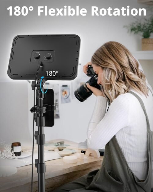 UBeesize 2 Pack LED Video Light Kit, Photography Lighting, 13" Studio Lights with 65" Tripod Stand and Phone Holders, Podcast Lighting for Video Recording, Make up, Live Streaming, Tiktok, YouTube - 이미지 4