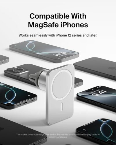 Belkin MagSafe Vent Mount Pro MagSafe iPhone Mount For Car - Silver - 이미지 3