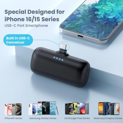 Mini Portable Charger USB C Power Bank,5200mAh 15W PD Phone Charger for iPhone,Ultra-Compact Plug in Battery Pack Compatible with iPhone 16/16Plus/15/15Plus/15Pro Max,Samsung S25/S24,iPad,Android etc - 이미지 2
