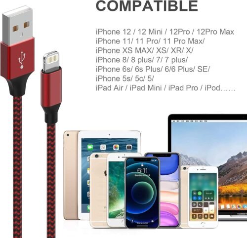 [Apple MFi Certified] 6Pack 3/3/6/6/6/10 FT iPhone Charger Nylon Braided Fast Charging Lightning Cable Compatible iPhone 14 Pro/13 mini/13/12/11 Pro MAX/XR/XS/8/7/Plus/6S/SE/iPad - 이미지 6