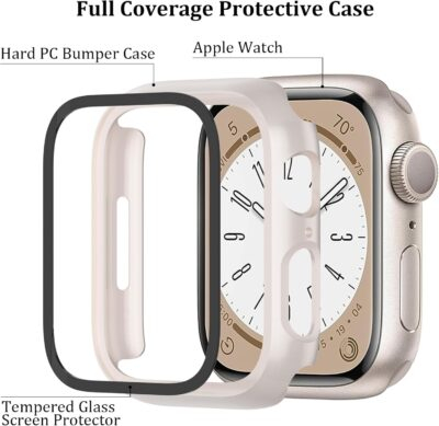 6-Pack Case Compatible with Apple Watch 40mm Series SE 2nd Gen 6 5 4 with Tempered Glass Screen Protector, QCKANLJ Ultra-Thin Hard PC Full Protective Face Cover Bumper for iWatch 40mm - 이미지 4
