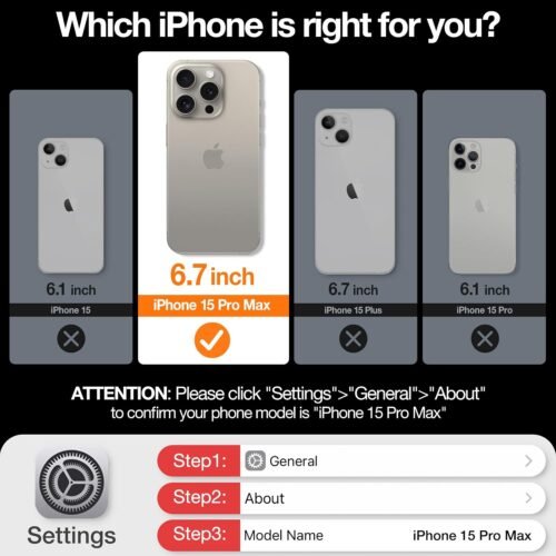 TORRAS Magnetic Slim-Fit for iPhone 15 Pro Max Case, Ultra-Thin 15 ProMax Phone Case Compatible with MagSafe, Lightweight Anti-Scratch Matte Hard for iPhone 15 ProMax Case 6.7 inch OriginFit, Black - 이미지 7