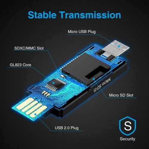 Vanja SD Card Reader, Micro USB to Micro SD Card Reader Adapter, Memory Card Reader for Android/PC/Laptop/Camera, Support TF/SDXC/SDHC/MMC/UHS-I Cards OTG Plug & Play - 이미지 3