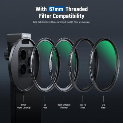 NEEWER CPL Filter for Phone, 67mm Camera Lens Polarizing Filter with Metal Cold Shoe Phone Clip Compatible with iPhone 16 15 Pro Max Plus 14 13 Pro Max Mini 12 11 X XS Max Samsung Galaxy, FL-27 - 이미지 7