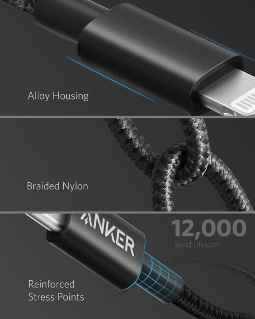 Anker New Nylon USB C to Lightning Cable, Apple MFi Certified for iPhone 14 Series, and More (6FT, Black) - 이미지 5