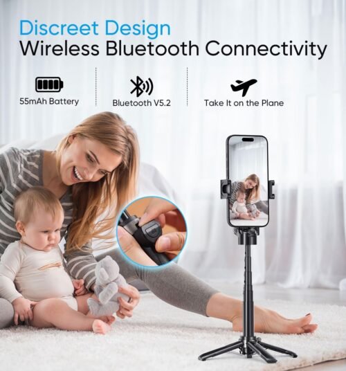 MAGIC JOHN Phone Tripod, Portable Selfie Stick, Pocket Size Selfie Stick for iphone, Selfie Stick with Wireless Detachable Remote Control & 2 Fill Light for Photograph, Live Streaming, Video Recording - 이미지 6