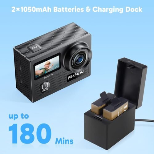 AKASO Brave 4 4K30fps 20MP WiFi Action Camera Ultra Hd with EIS 131ft Waterproof Camera Remote Control 5xZoom Underwater Camcorder with 2 Batteries and Bicycle Helmet Accessories Kit - 이미지 6