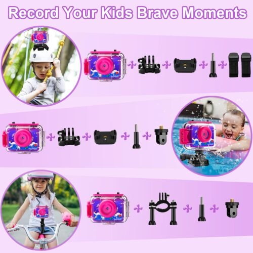 GKTZ Kids Camera - Waterproof Underwater Camera for Kids, Christmas Birthday Gifts for Girls Age 3-12, 1080P HD Children Digital Action Camera, Pool Toys for Kids Age 4-12 - 이미지 4