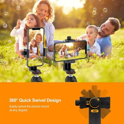 Phone Tripod Mount Adapter/Universal Tripod Cell Phone Holder, Fits Any Smartphone, 1/4" Standard Screw, Rotating Vertical and Horizontal, Compatible with iPhone, Samsung, Selfie Stick, Monopod - 이미지 2