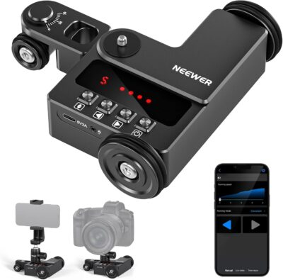Neewer Motorized Camera Dolly Kit with App Control, Ultra Silent Motor, Compatible with iPhone Android Smartphone DSLR Camera, Max Load 6.6lb/3kg, DL200（for Smooth Floors and Desktops Only）