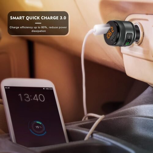 Bluetooth 5.3 FM Transmitter for Car, 3.0 Wireless Bluetooth FM Radio Adapter Music Player FM Transmitter/Car Kit with Hands-Free Calling and 2 USB Ports Charger Support USB Drive - 이미지 2