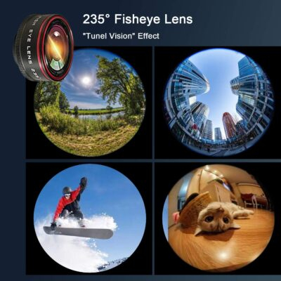 Phone Camera Lens Kit 10 in 1 for iPhone Samsung Pixel Android, 22X Telephoto Lens, 0.62X Super Wide Angle Lens&25X Macro Lens, 235° Fisheye,Kaleidoscopes, Starlight，Tripod，for Most Smartphone Black - 이미지 2