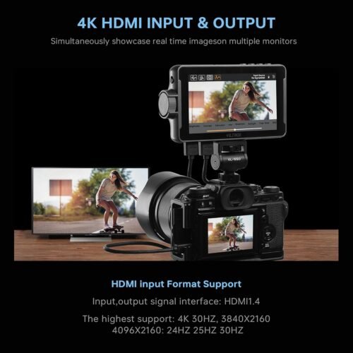 VILTROX DC-550 5.5 Inch Touchscreen Camera Field Monitor, 4K HDMI, 1200 nits, Camera Monitor with Battery, Sunshade Hood, 3D Lut, Peaking Focus Assist, 160° Wide View Angle, DC 12V Type-C 5V in - 이미지 2