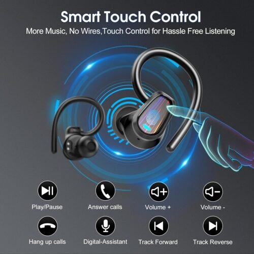 OYIB Wireless Earbuds Bluetooth 5.4 Headphones Sport, Stereo Deep Bass Bluetooth Earbuds with Earhooks, 50H Over Ear Bud with ENC Mic, IP7 Waterproof Wireless Earphone for Workout/Running, Deep Black - 이미지 6