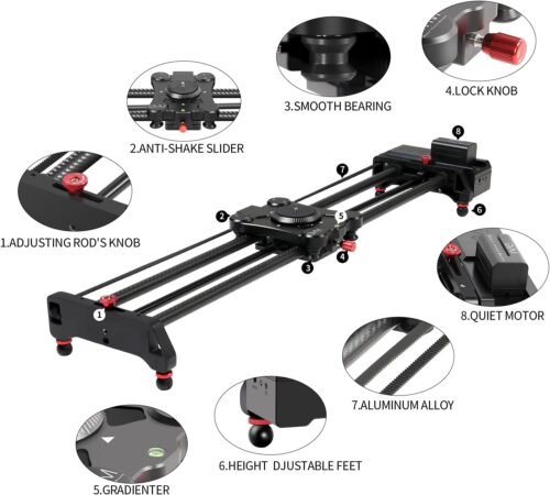 GVM Motorized Camera Slider,31" Wireless Carbon Fiber Dolly Rail Camera Slider with APP Control, Motorized Time Lapse and Video Shot Follow Focus Shot and 120 Degree Panoramic Shooting - 이미지 2